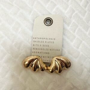 NWT Anthropologie Gold Wing Fanned Out 14K Gold Plated Earrings 80’s statement